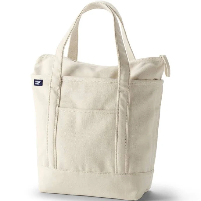 bag Custom Logo Natural Zip Top Canvas Tote Bag Lands' End Business Outfitters $28.97