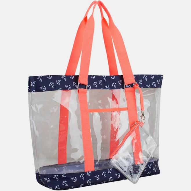 bag Deluxe 100% Clear PVC Printed Large Tote with Large Wristlet Eastsport $17.48
