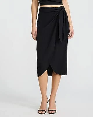 skirt Express Women's High Waisted Tie Wrap Midi Skirt Express $51