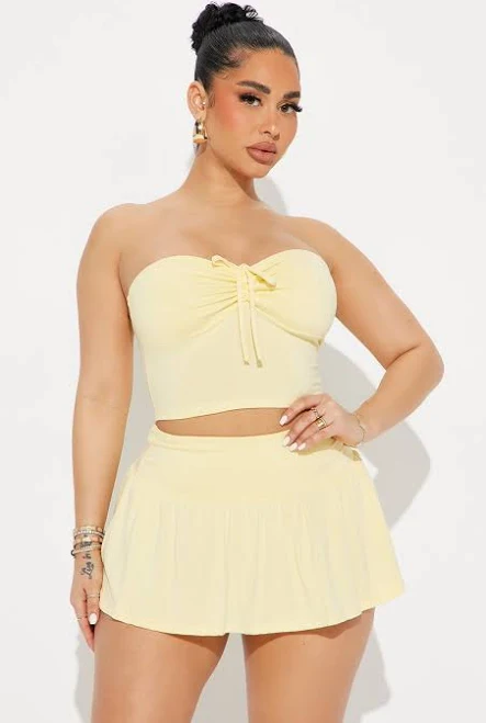 matching set Fashion Nova Lily Ruffle Tube Top Mini Skirt Set Fashion Nova $23.99