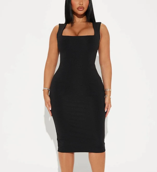 bodycon dress Fashion Nova Venezia Square Neck Double Lined Midi Dress Fashion Nova $17.99