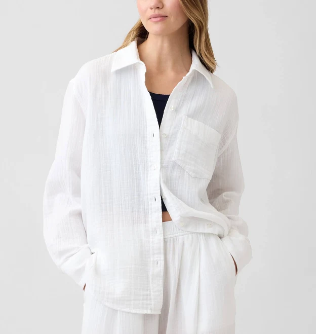 outerwear Gap Women's Oversized Gauze Shirt Gap Factory $35.99