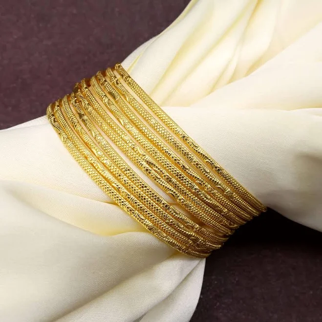 accessory Hammered Gold Bangle Bracelet Set of 10 Etsy - Seller $25.68