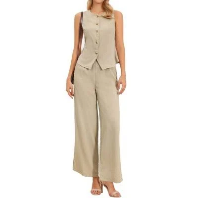 matching set Inspire Chic Women's Linen Vest Waistcoat and Pants Suit Target $42.99