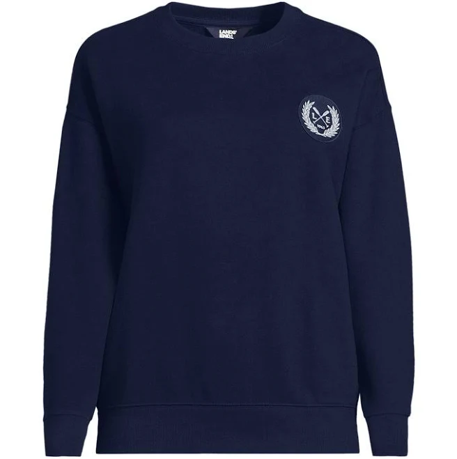 top Lands' End Women's Relaxed Serious Sweats Long Sleeve Crewneck Sweatshirt Lands' End $44.97