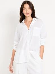 top Linen-Blend Loose Button-Down Shirt gap.com $22.49