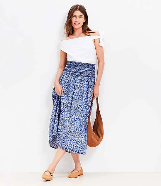 skirt Loft Women's Floral Smocked Midi Skirt LOFT $29.94