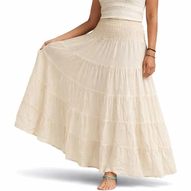 maxi skirt Long Boho Flared Tiered Cotton Maxi Skirt Etsy - ChiangMaiDesign $39.71
