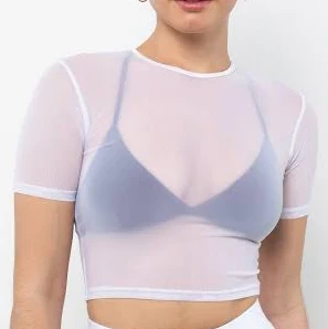 top Los Angeles Apparel Women's Micromesh Short Sleeve Crop Top Tee Shirt Los Angeles Apparel $30