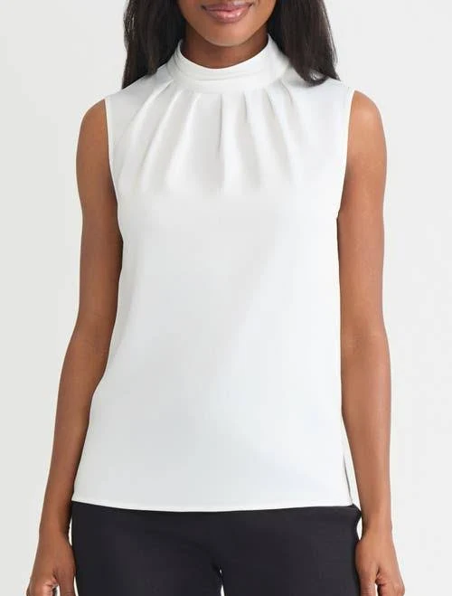 top Misook Women's Crêpe de Chine Mock Neck Sleeveless Top Nordstrom $198