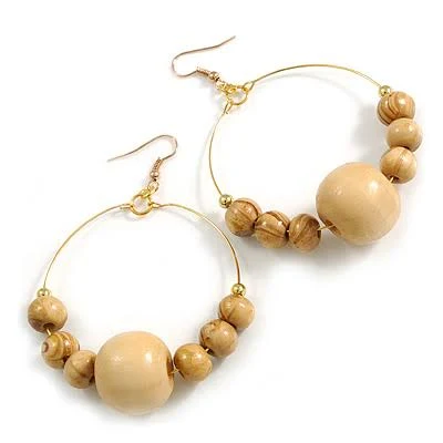 accessory Natural Wood Bead Hoop Earrings Avalaya Jewellery $13.63