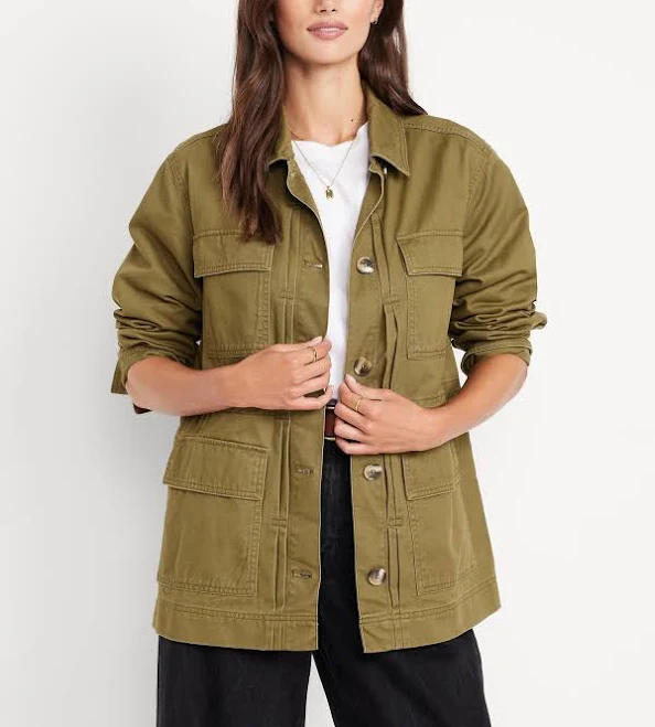 jacket Old Navy Women's Cinched-Waist Twill Utility Jacket Old Navy $29.99