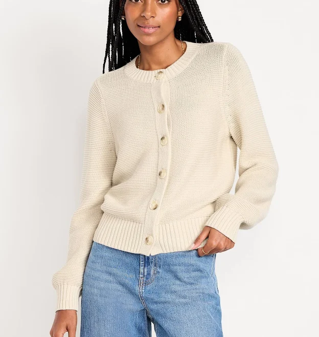 accessory Old Navy Women's Seaside Cotton Garter-Knit Cardigan Sweater Old Navy $24.99