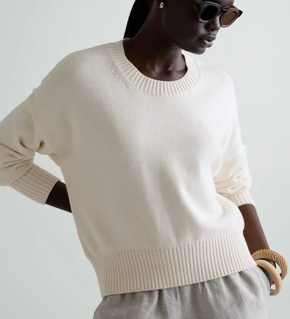 top Quince Women's Organic Cotton Boyfriend Crew Sweater Quince $39.9