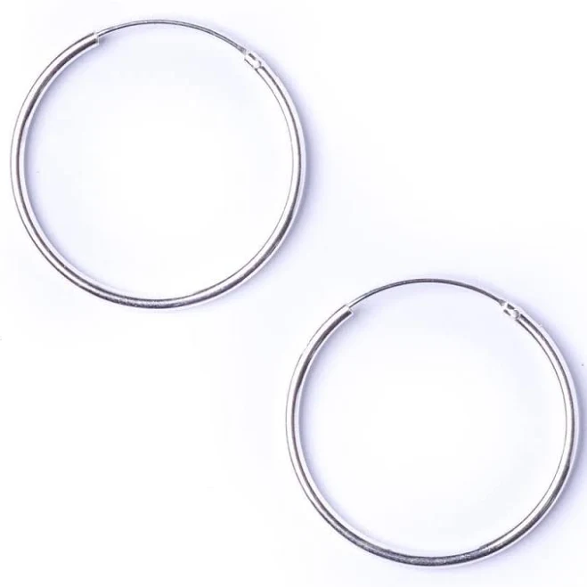 accessory Sterling Silver 1.2mm Medium Thin Hoops Sleeper Hoop Earrings 81stgeneration $16.99