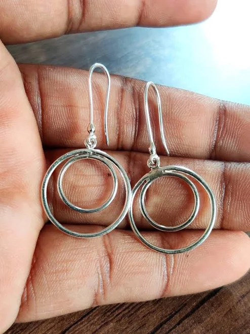 accessory Sterling Silver Geometric Drop Earrings Etsy - CustomizedJewellery $82.2