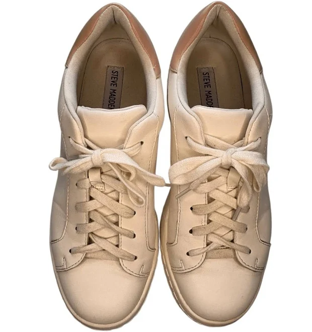 shoes Steve Madden Chunky White Platform Sneakers With Pink Accents - 8.5 eBay - classysassyandcheap $16