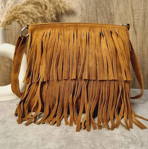 bag Suede Leather Fringe Crossbody Bag Etsy - Seller $47.24