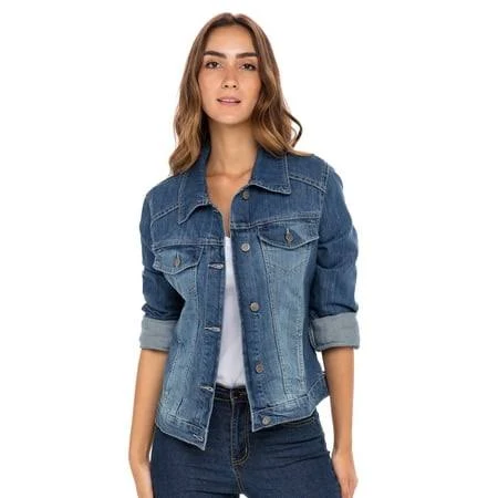 outerwear Women's Classic Denim Button-Up Jacket with Chest Pockets Walmart - Notus Wear $23.99