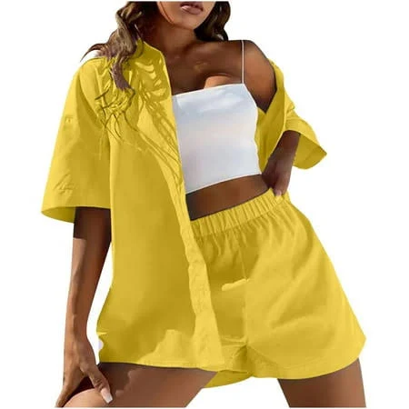 matching set Women's Cotton Linen 2 Piece Short Sets Walmart - SmartStyle $12.89