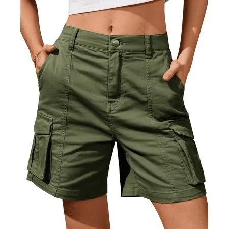 shorts Women's Elastic Waist Cargo Shorts with 6 Pockets Walmart - SOMER $24.99