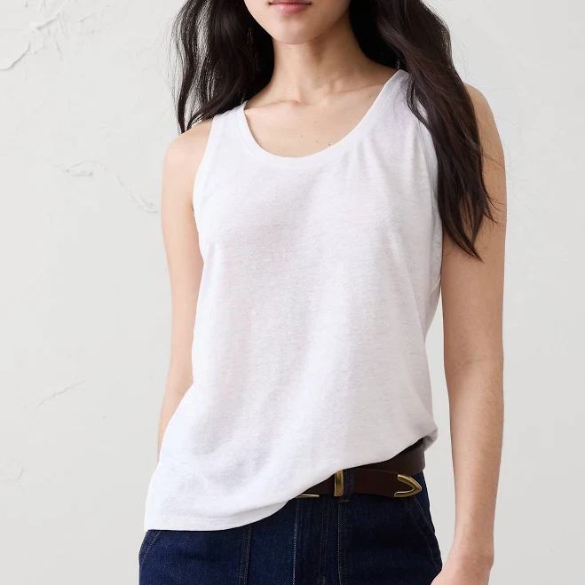 top Women's Linen-Blend Scoop-Neck Tank Banana Republic Factory $21