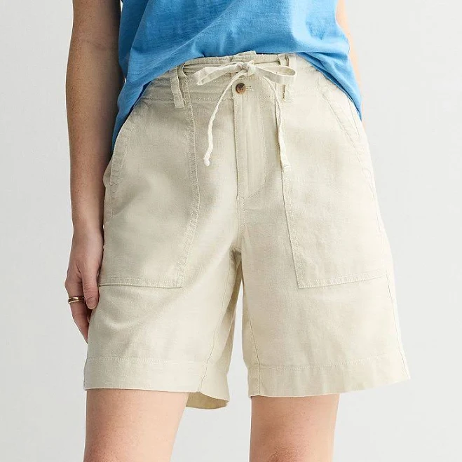 shorts Women's Sonoma Goods For Life High Rise Linen Bermuda Shorts, Size: XL, Lanie Beige Kohl's $26.24