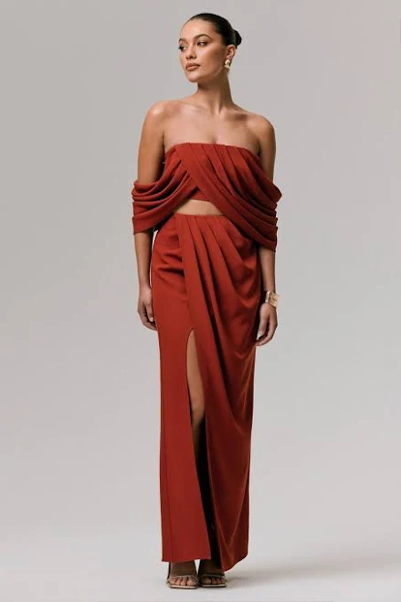skirt Zelina Mid-Rise Maxi Skirt with Split Club L London USA $140