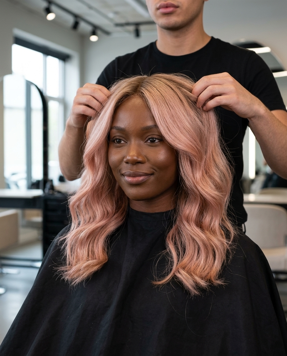long rose gold pink ombre with blush and peach, dreamy pastel melt for summer weddings