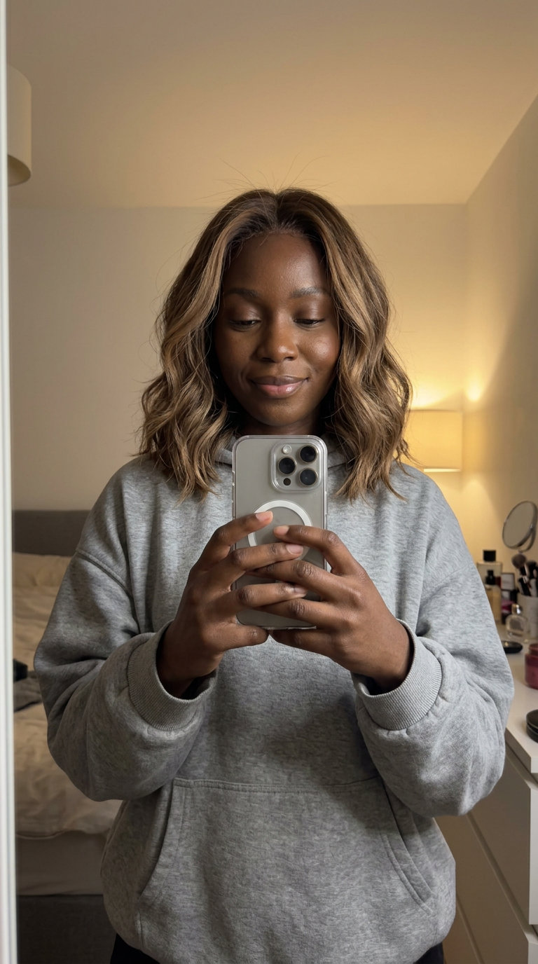 long sand brown balayage with warm beige highlights, soft blend — tropical vacation