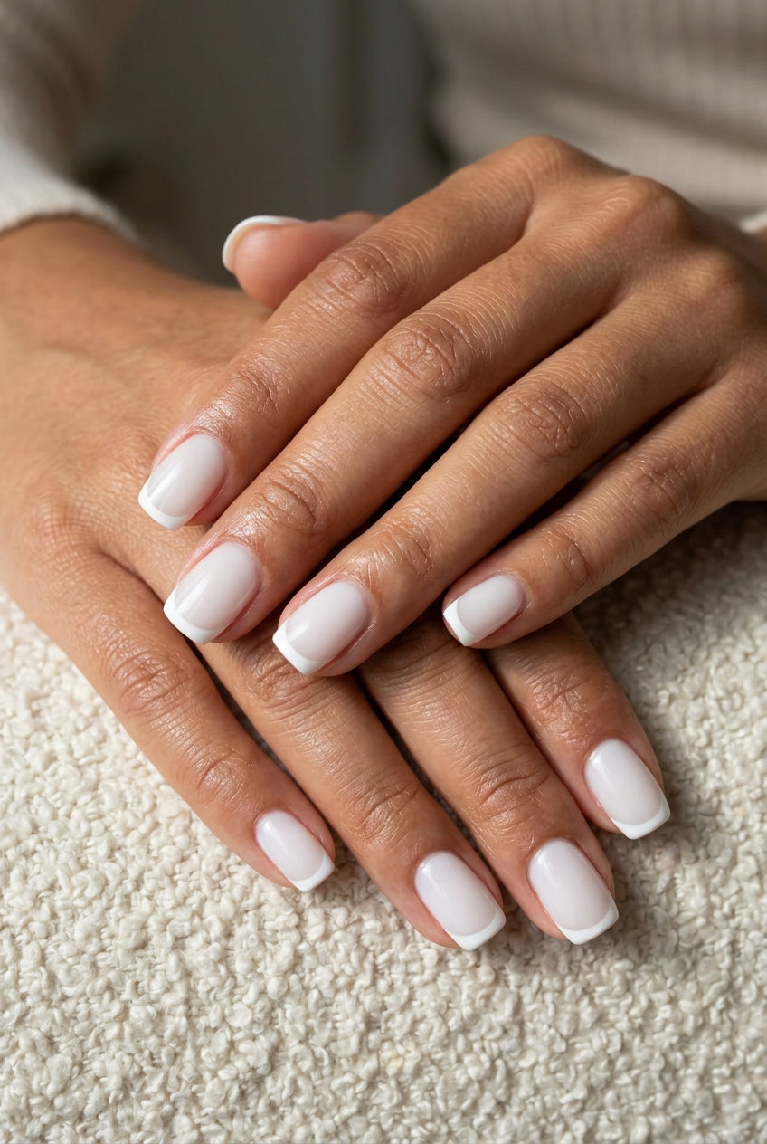 Nude Milky French Nails 2026 Nude Milky Builder Gel French nails are a sophisticated short summer nail idea for 2026. Professional.