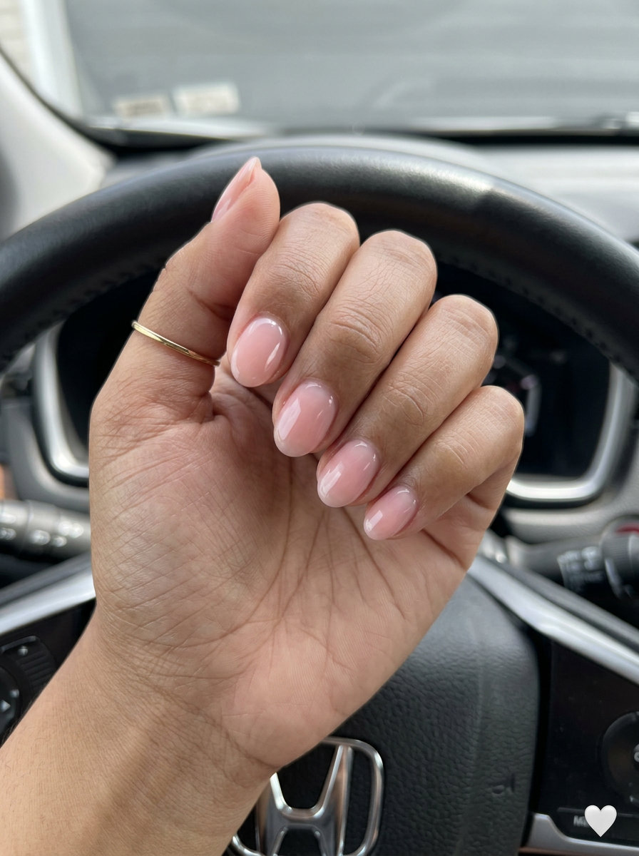 Peach Dream Milk Bath nails for a bridal shower, showcasing solid summer nails 2026.