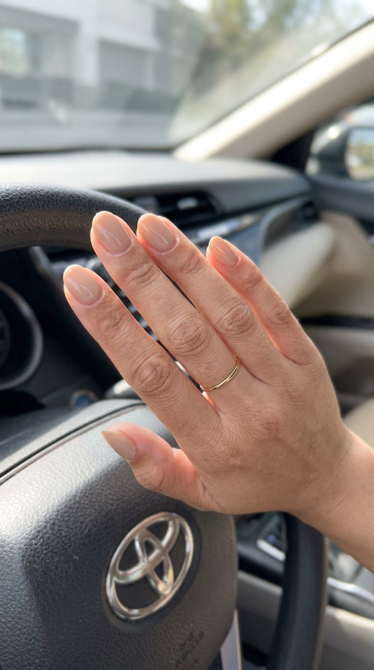 Summer Classy Nails 2026: Light Beige Clean Light Beige Clean Girl nails for summer classy nails 2026: minimalist beige polish with high gloss on short oval.