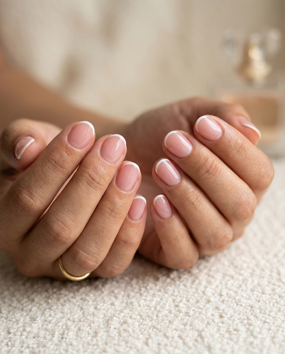 Summer Classy Nails 2026: Baby French Pink Sheer Pink Baby French nails for summer classy nails 2026: delicate pink with soft white tip on short round shape.