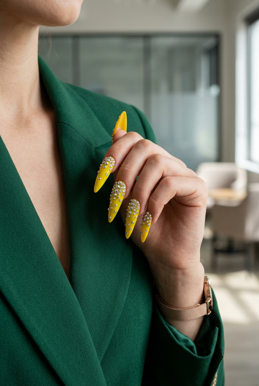 Glamorous summer fruits nail art 2026: Glazed donut finish with a hyper-realistic watermelon slice accent on coffin nails.
