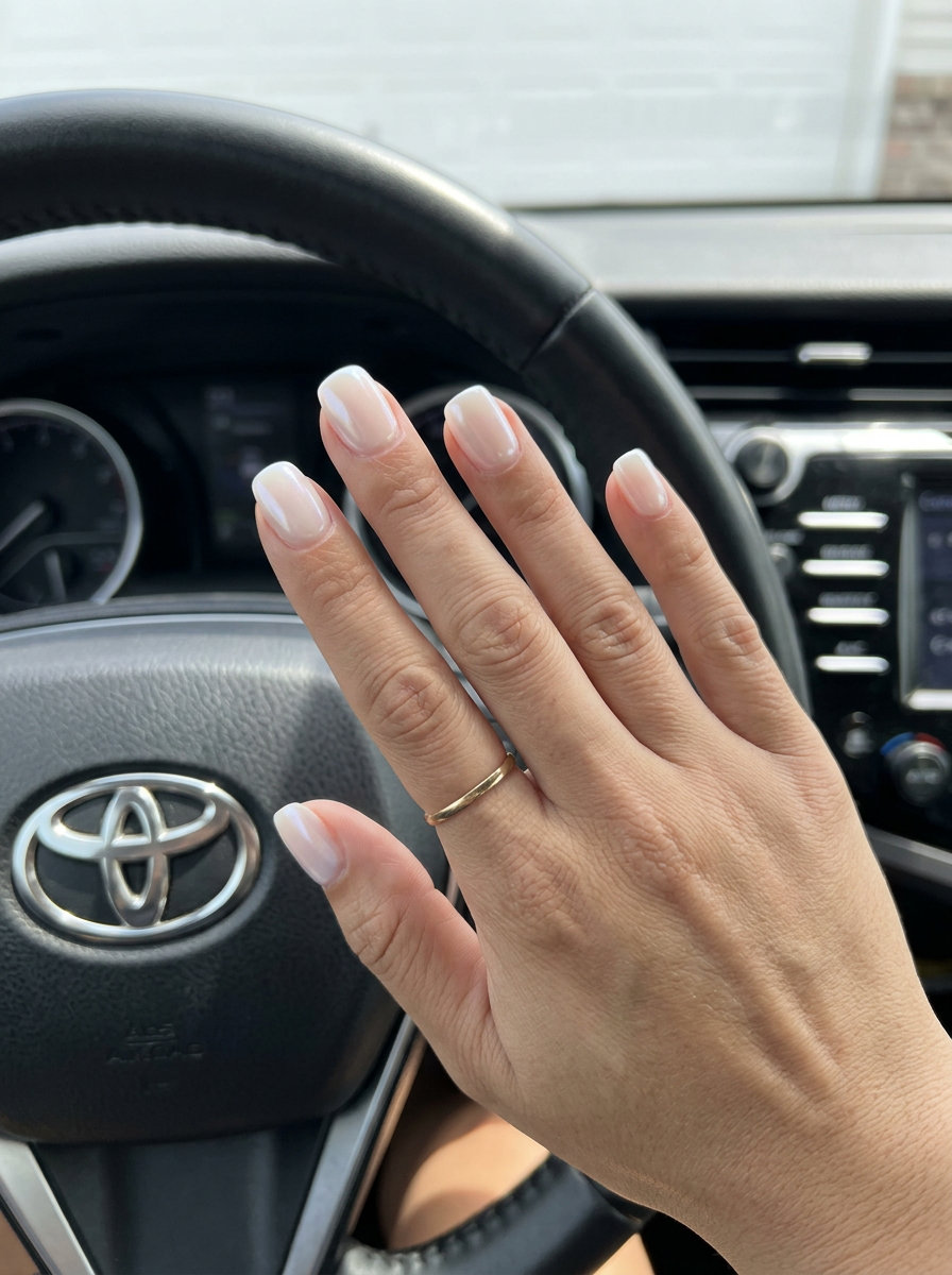 Milky Glazed Donut Nails 2026 Milky glazed donut short simple summer gel nails 2026. Clean, polished, and effortless.