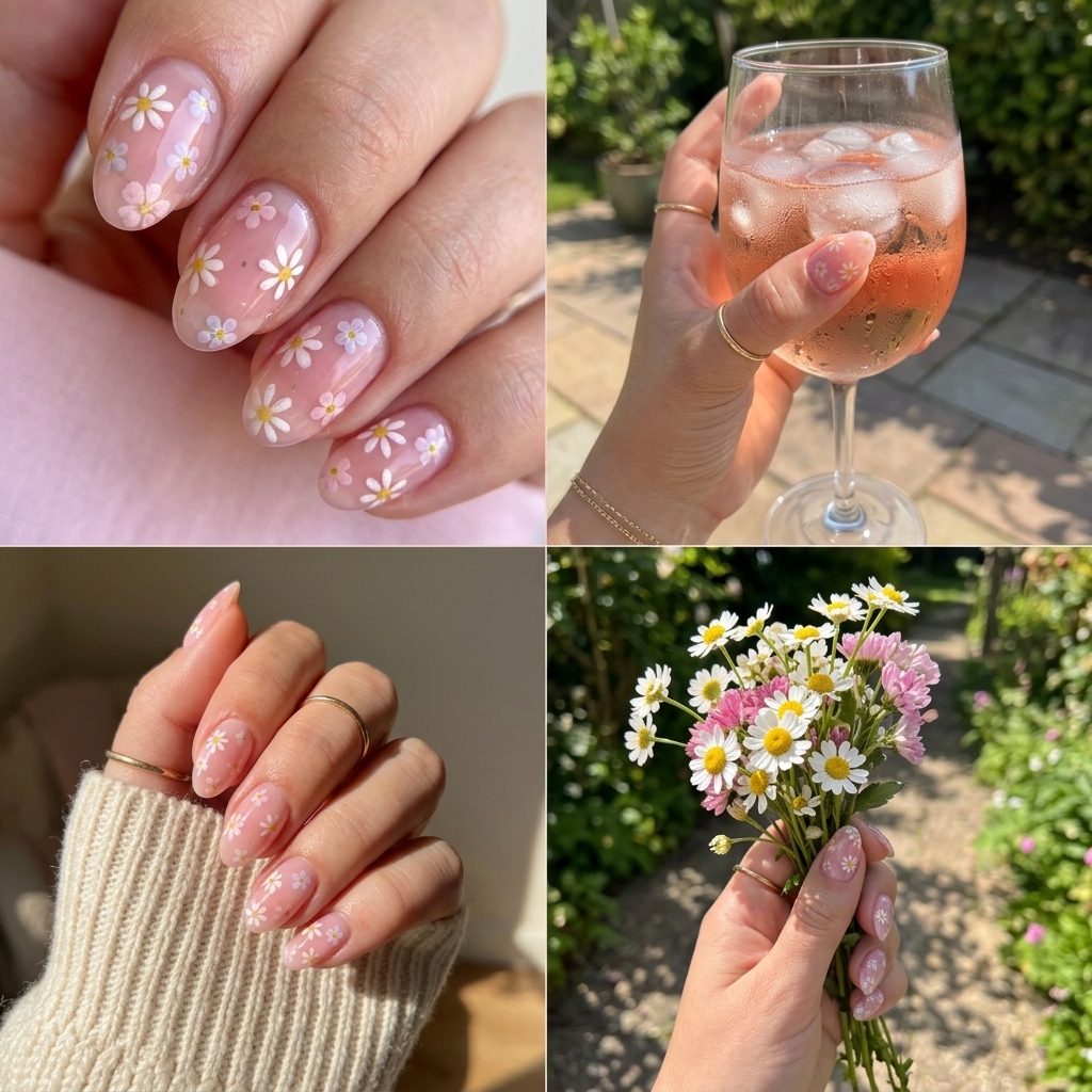 Floral Peach Milk Bath Almond Nails | Summer Nail Inspo 2026 Romantic floral peach milk bath almond nails with delicate dried flowers. Summer nail inspo 2026.