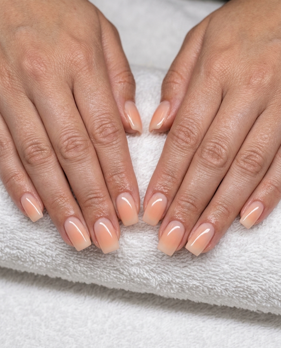 Pale Peach Aura Nails 2026: Summer Wedding Style Soft pale peach aura nails for summer wedding nails 2026. Warm & romantic.