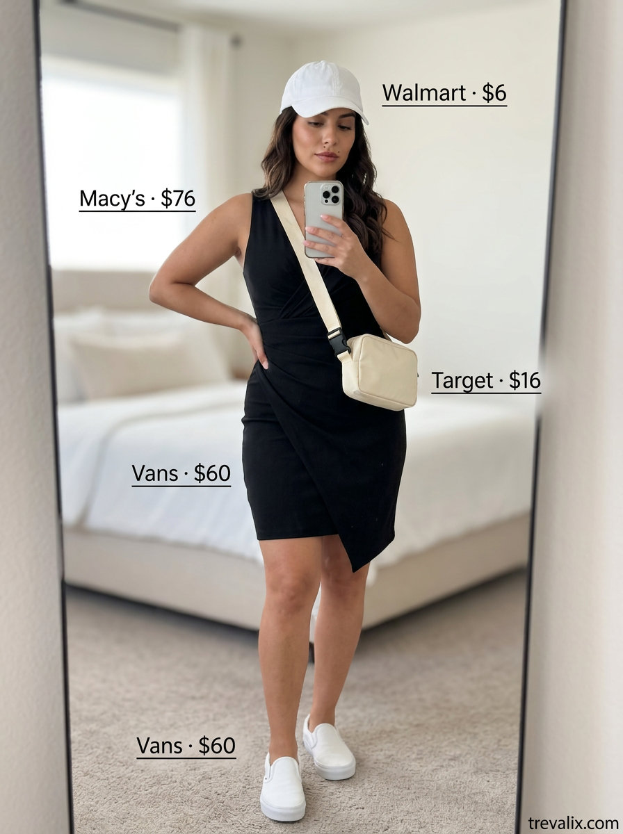 What to wear with bodycon dress summer 2026: Casual blush pink romper with canvas sneakers and baseball cap for a day out.