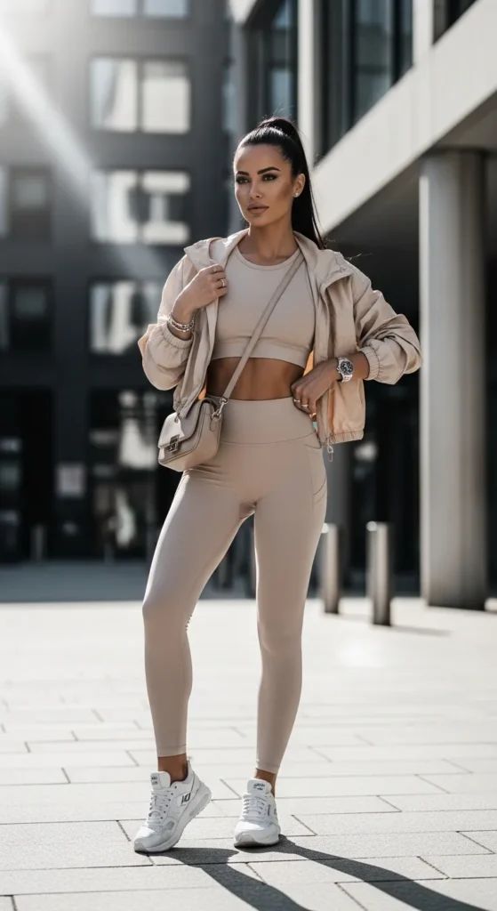Chic Monochromatic: Beige Athleisure Ensemble Chic Monochromatic: Beige Athleisure Ensemble — Outfits 2027 for Athletic Build
