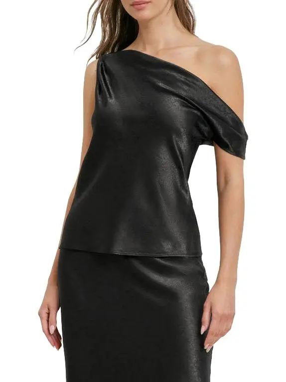 Elegant Black One-Shoulder Satin Top for Evening — Satin Top Outfits 2027