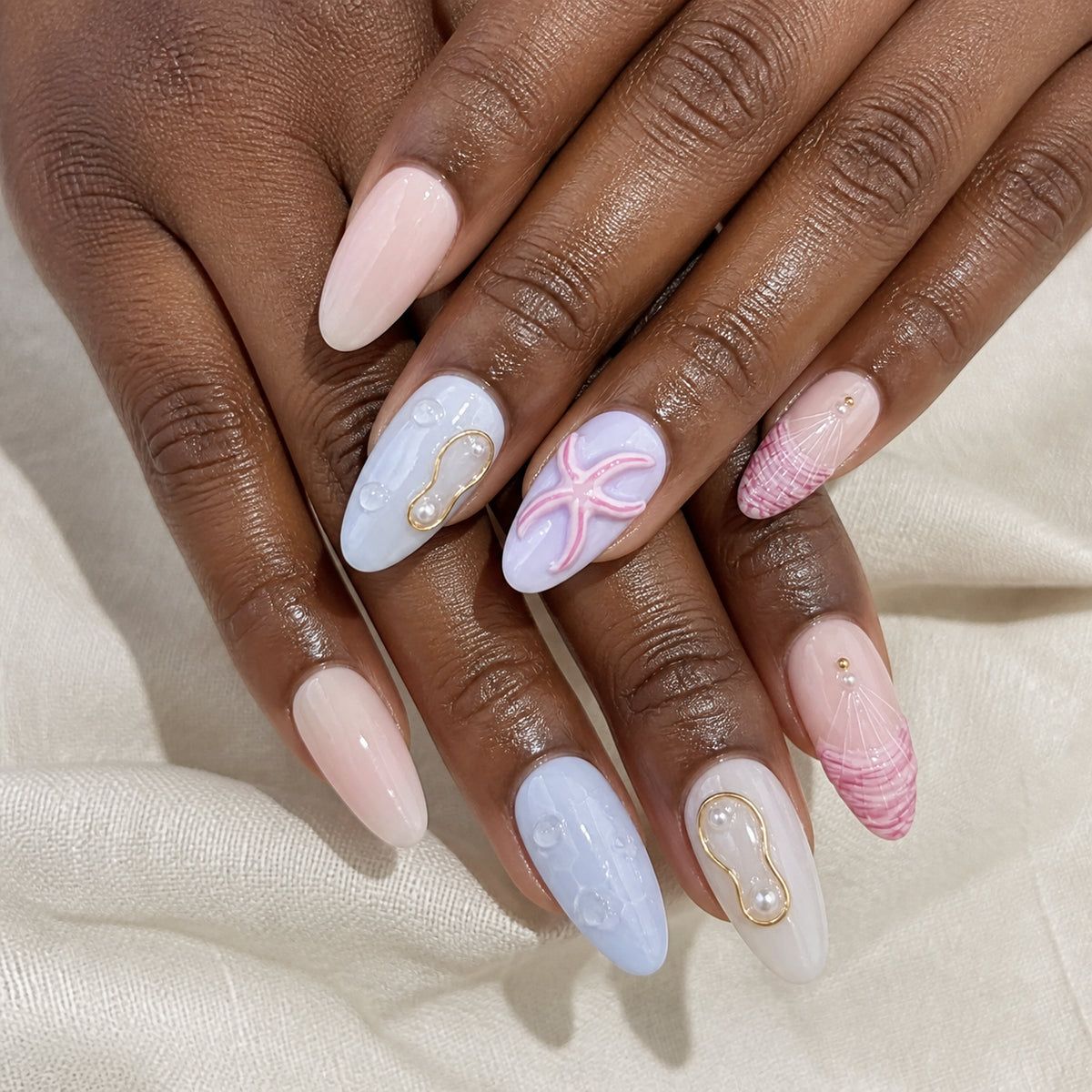Pastel Abstract Art Long Almond Nails — Pastel Nails 2027 for Brown Skin