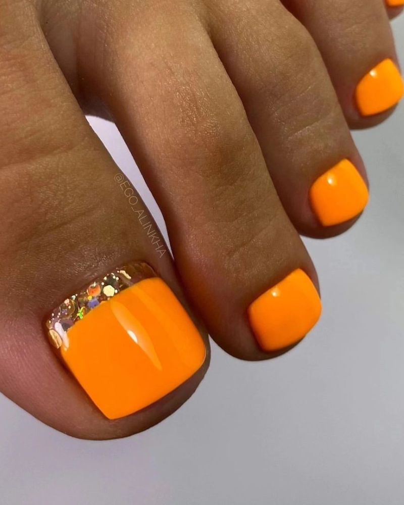Neon Orange with Glitter Cuticle Band Neon Orange with Glitter Cuticle Band — Neon Toe Nails 2027