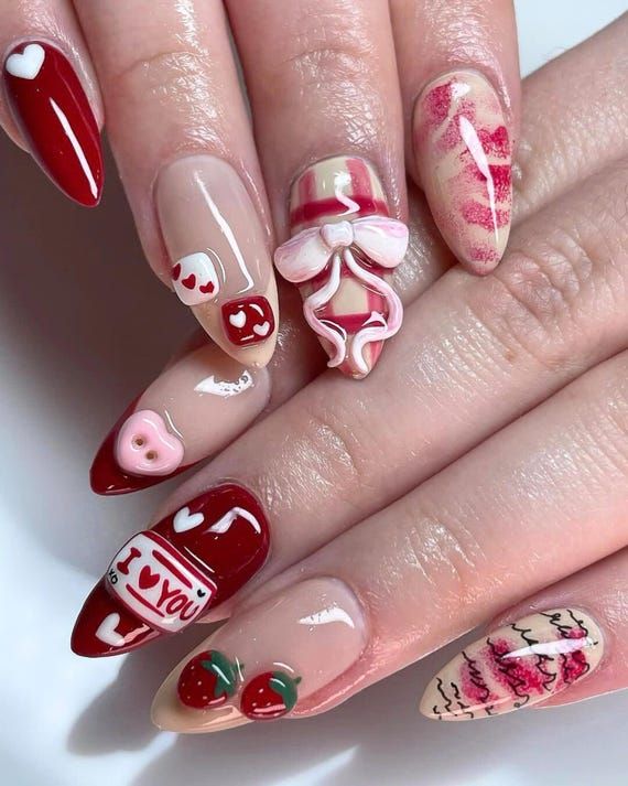 Glossy Some Matte Elements Visual Idea Glossy Some Matte Elements Visual Idea — Valentines Press On Nails 2027