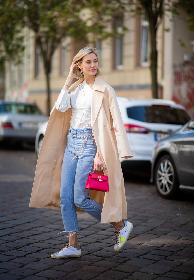 Classic Trench Coat Look with a Pop of Pink Classic Trench Coat Look with a Pop of Pink — Golden Goose Outfits 2027