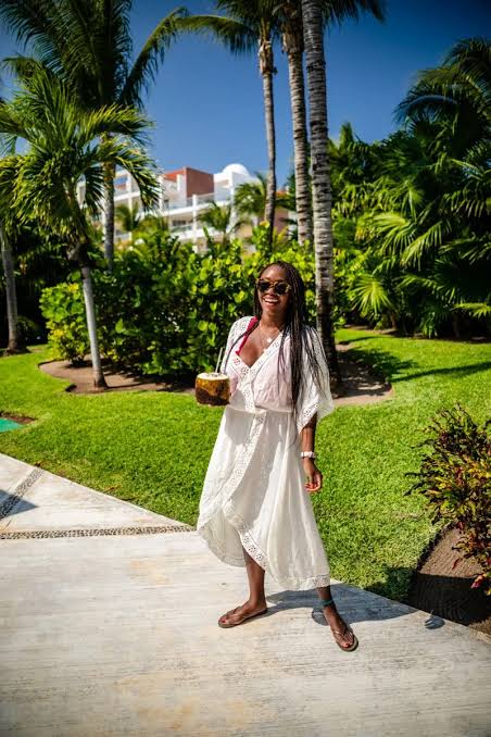 Casual White Wrap Midi Dress with Lace Trim — Cancun Outfits 2027