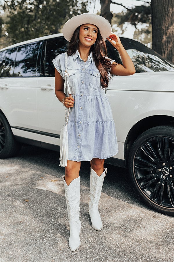 Denim Dress and Cowboy Boots: A Nashville Staple Denim Dress and Cowboy Boots: A Nashville Staple — Nashville Outfits 2027