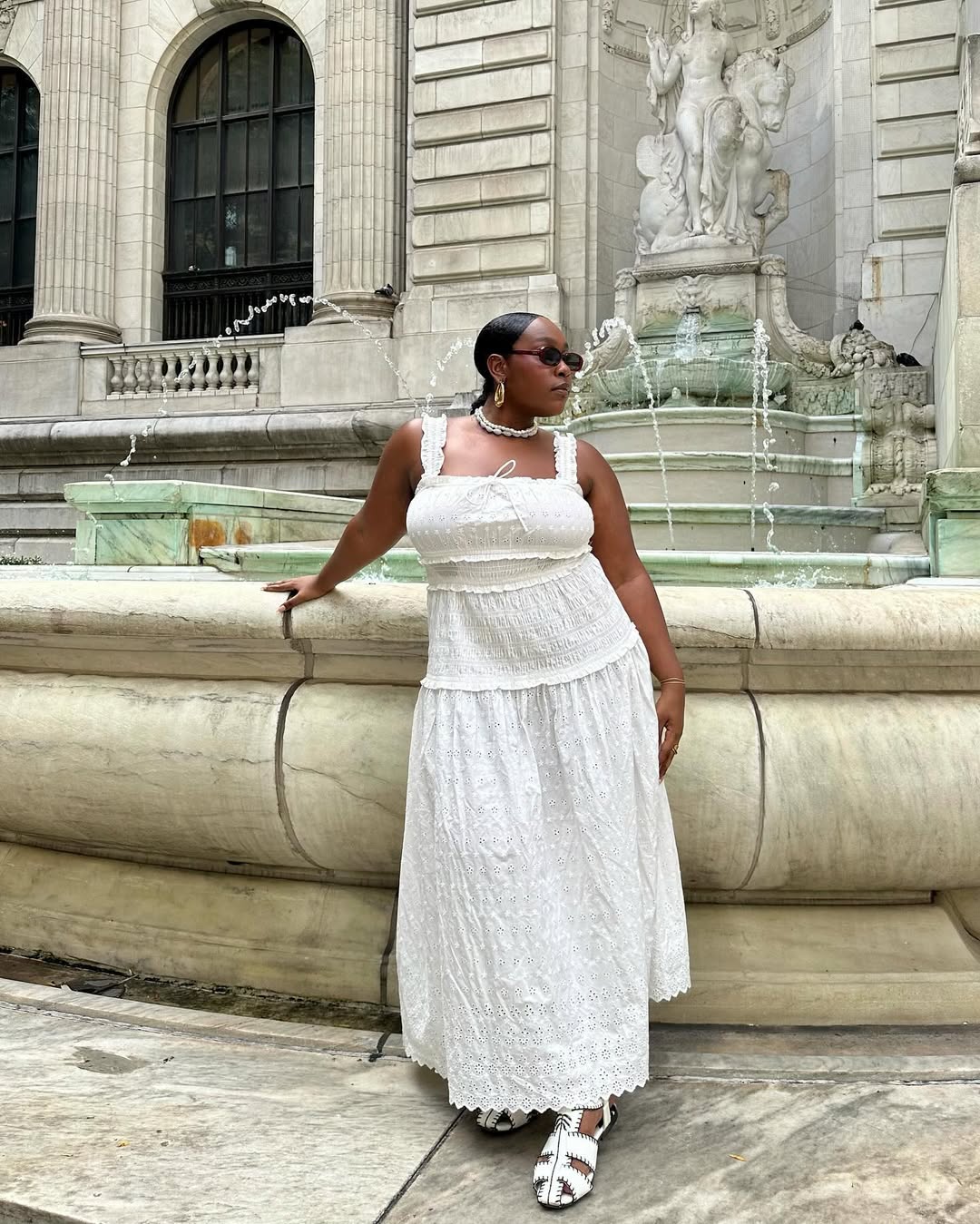 White Tiered Eyelet Maxi Dress for a Boho Summer Vibe White Tiered Eyelet Maxi Dress for a Boho Summer Vibe — Summer Baby Shower Outfits 2027