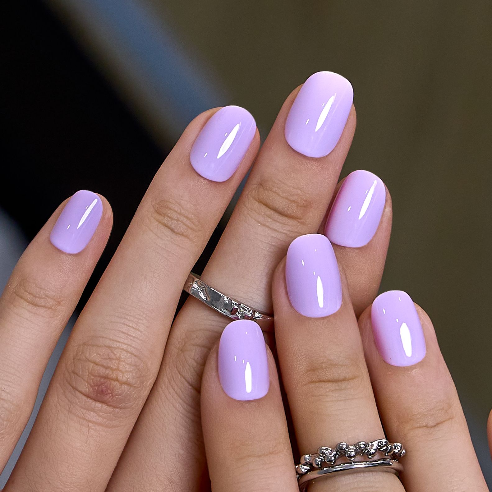 Classic Light Lavender Short Oval — Lavender Wedding Nails 2027
