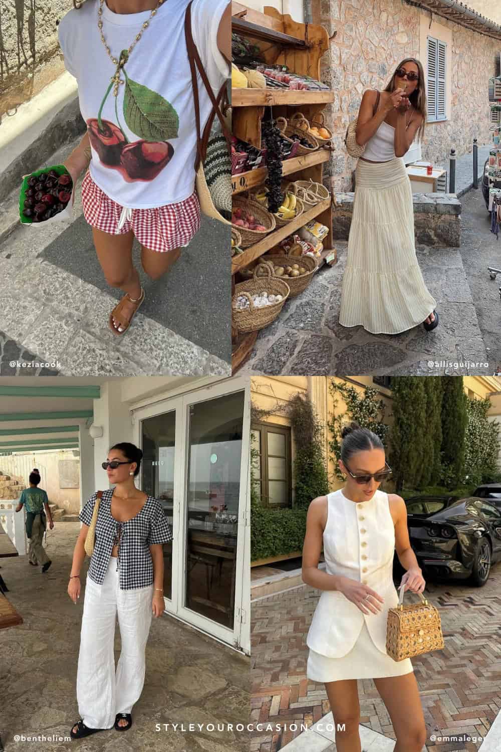 Graphic Tee and Gingham Shorts for a Casual European Day — Summer Europe Outfits 2027